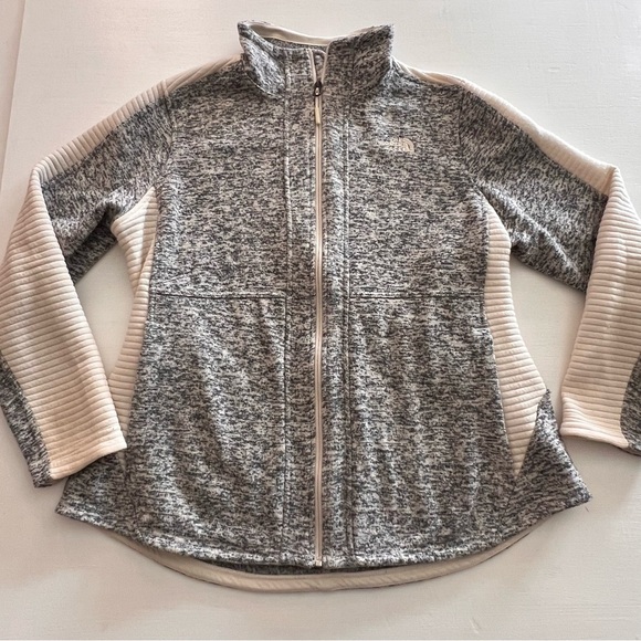 GUC Women's XL The North Face Gray and Cream Bomber Jacket Quilted Heather 134 - Picture 1 of 16